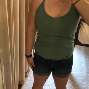 Green Razor back tank top